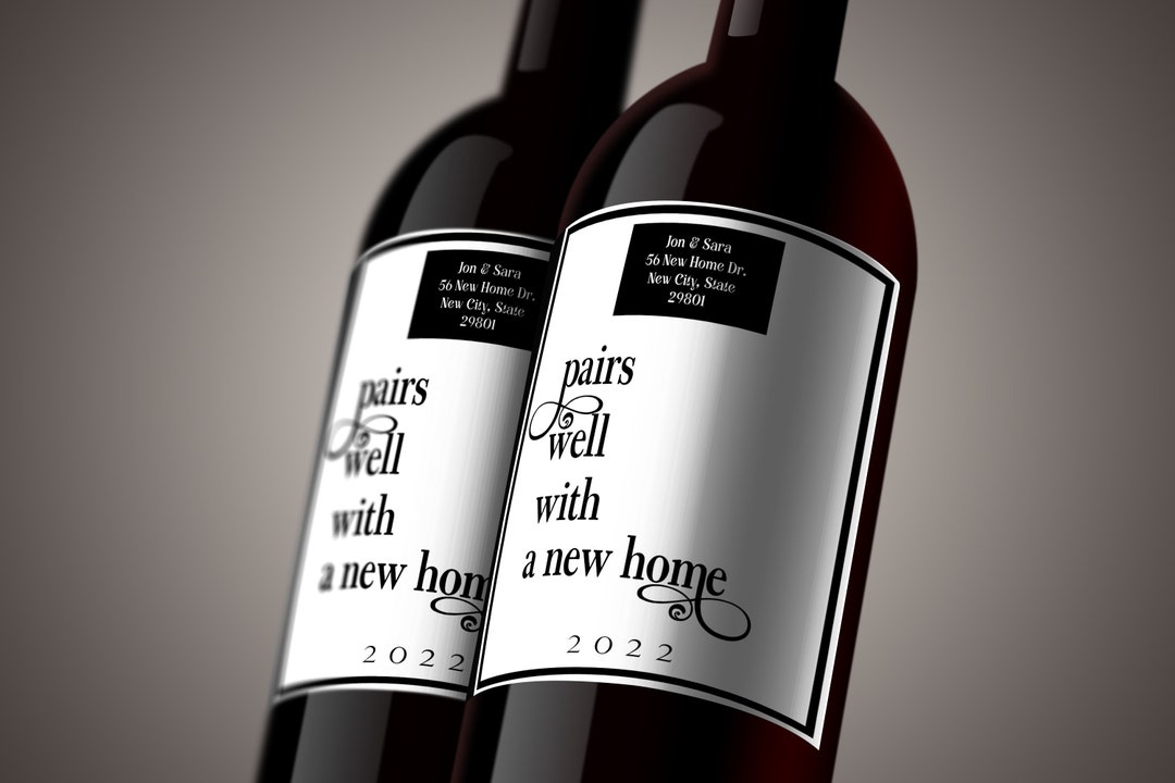 Personalized New Home Wine Labels, Printable Wine Labels, Custom House