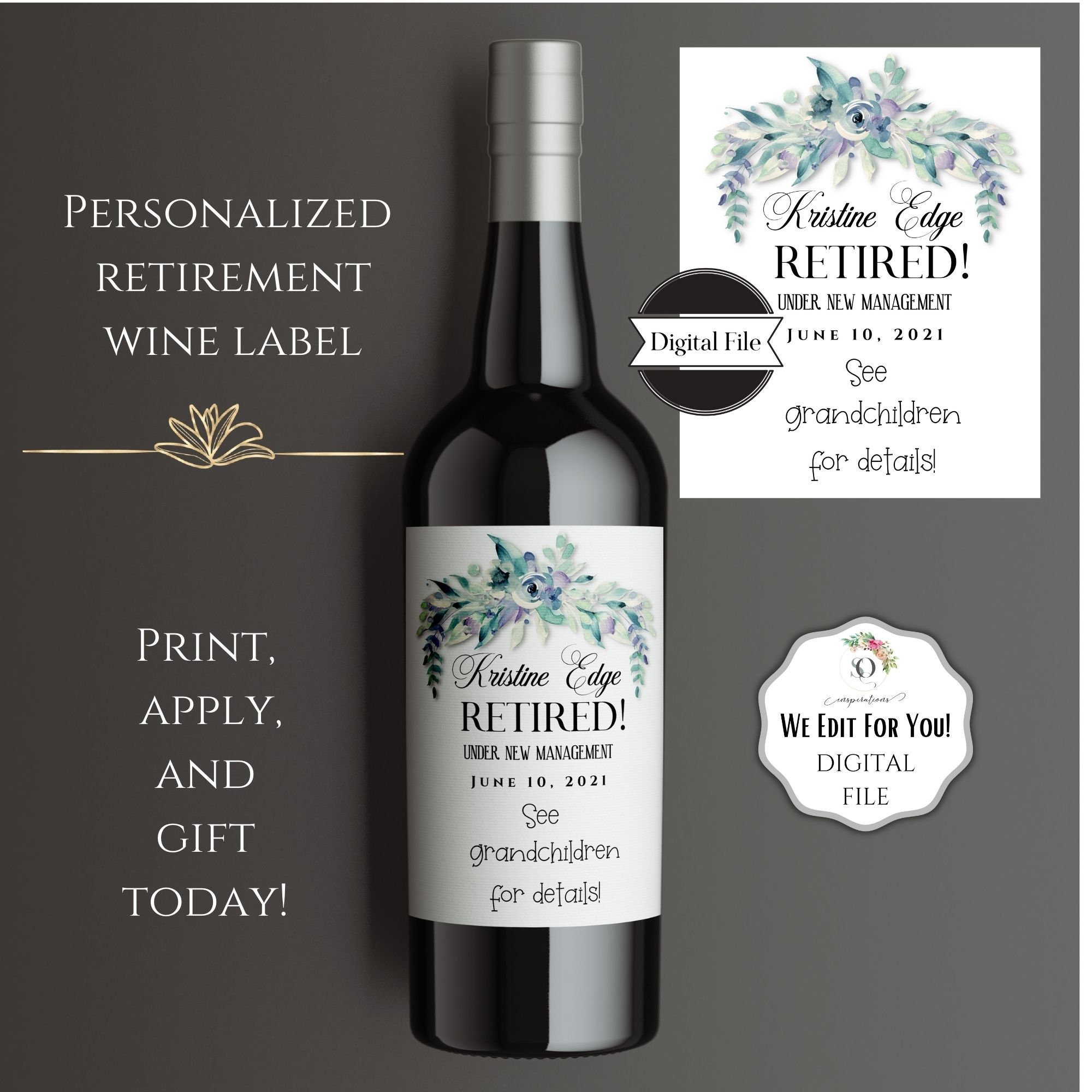Personalized Retirement Wine Labels New Management See - Etsy