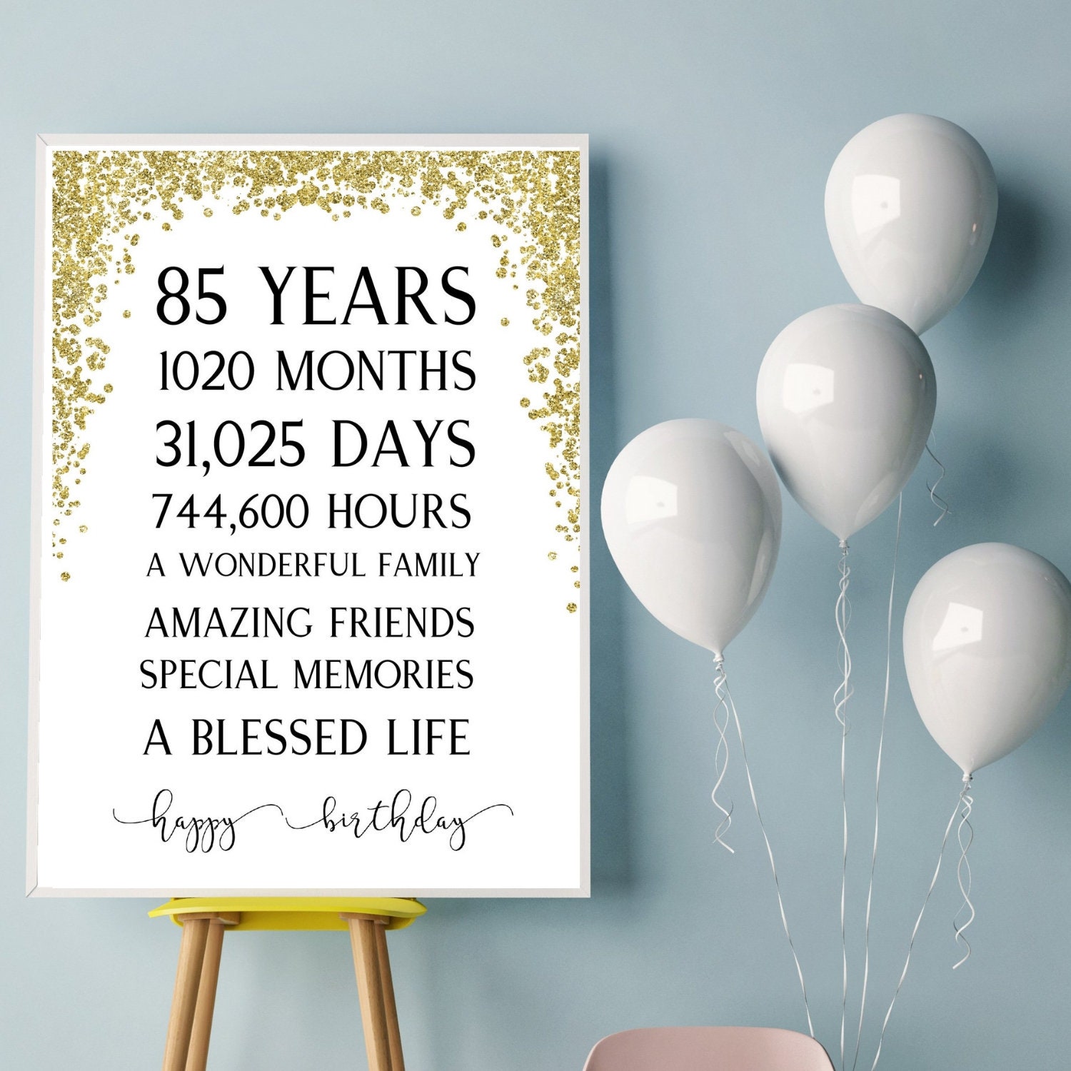 85th Birthday Party Print 85th Party Decoration Table Decor Etsy