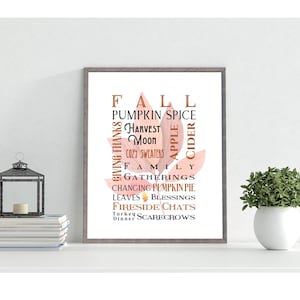Fall Print, Thanksgiving Decorations, Fall Subway Art, Instant Download