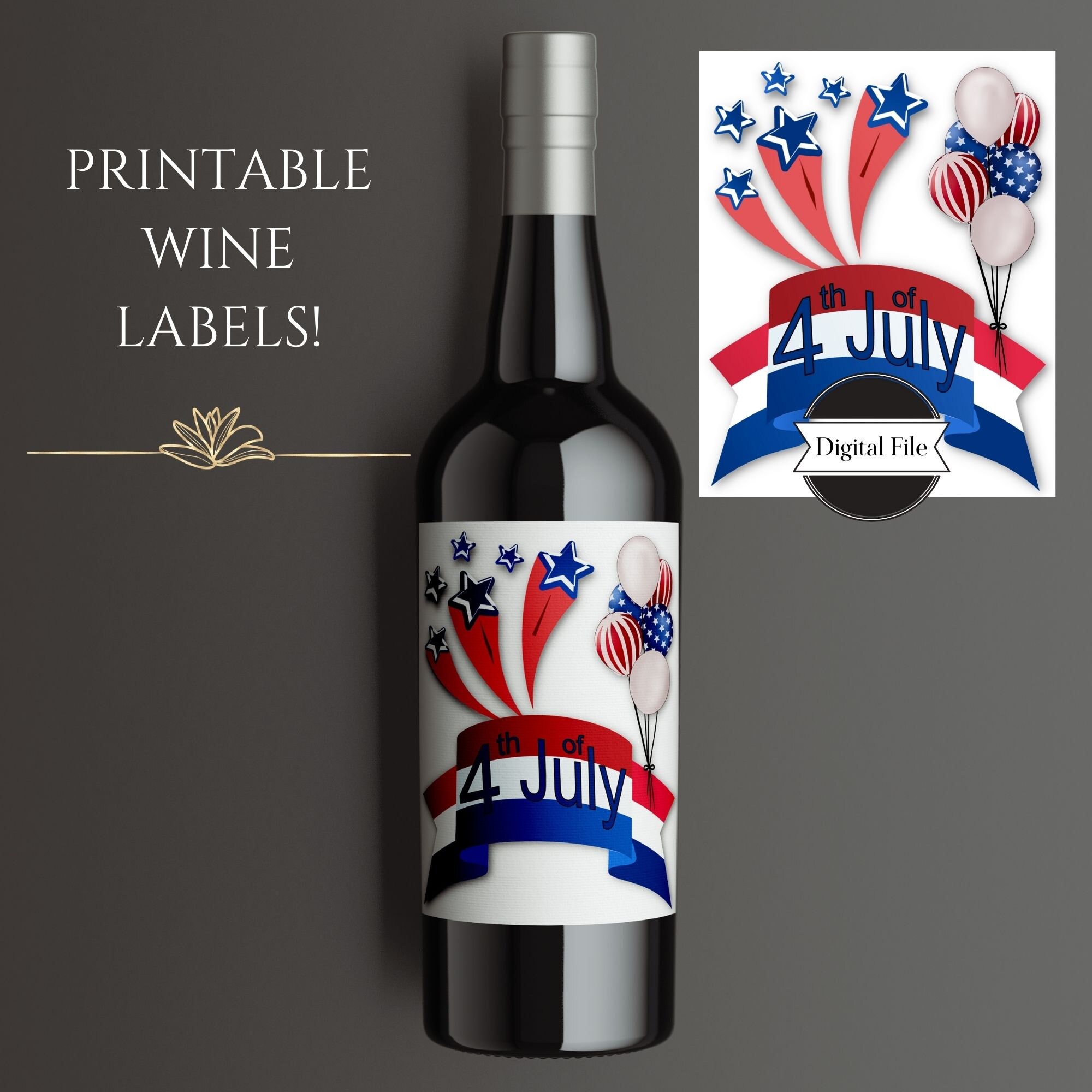 4th of July Wine Label Printable Independence Day Wine Label | Etsy 4th of July Wine Label Printable Independence Day Wine Label | Etsy