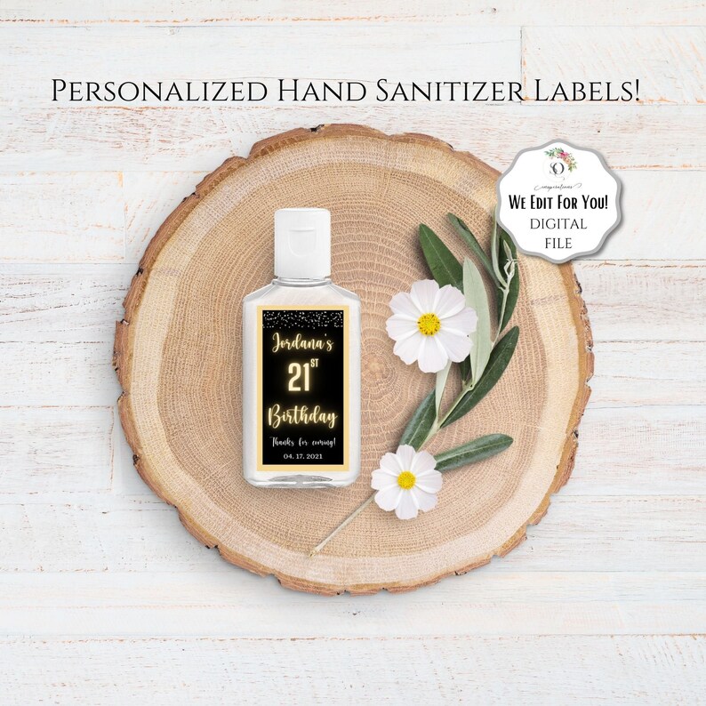 Personalized Mini Hand Sanitizer Labels Birthday Favor Etsy