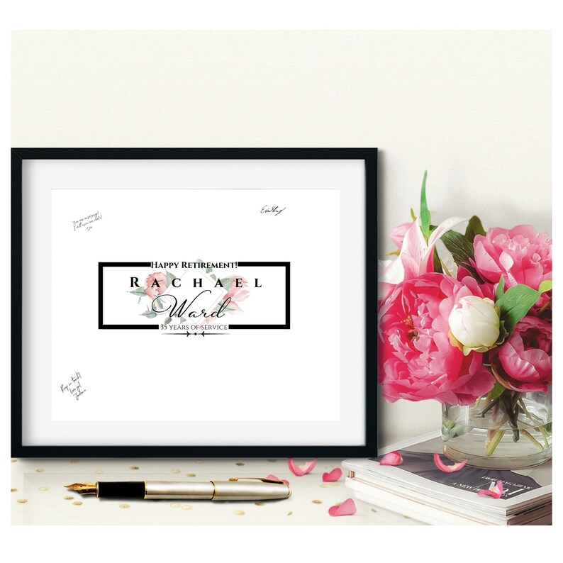 Retirement Party Signature Poster Floral Retirement Signature Etsy