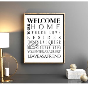 Welcome To Our Home Subway Art, Welcome Guests Print, Enter As A Guest Leave As A Friend Print, DIGITAL FILE Only, Instant Download image 2