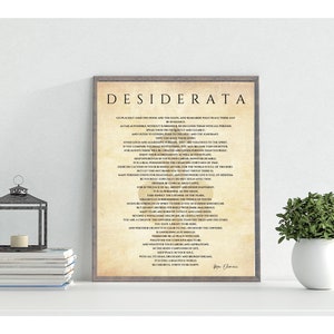 Desiderata Print, Desiderata Poem, Printable Wall Art, Max Ehrmann Motivation Quote, Graduation Gift, Digital File, INSTANT DOWNLOAD