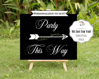 Personalized Directional Party This Way Printable, Customized Directional Printable, DIGITAL FILE