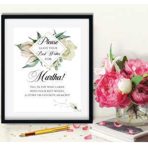 Personalisierte Wunschkarte oder Signatur Print Bitte Sign Poster, Wegbeschreibung zum Ausdrucken, Floral bitte signieren, DIGITALE DATEI