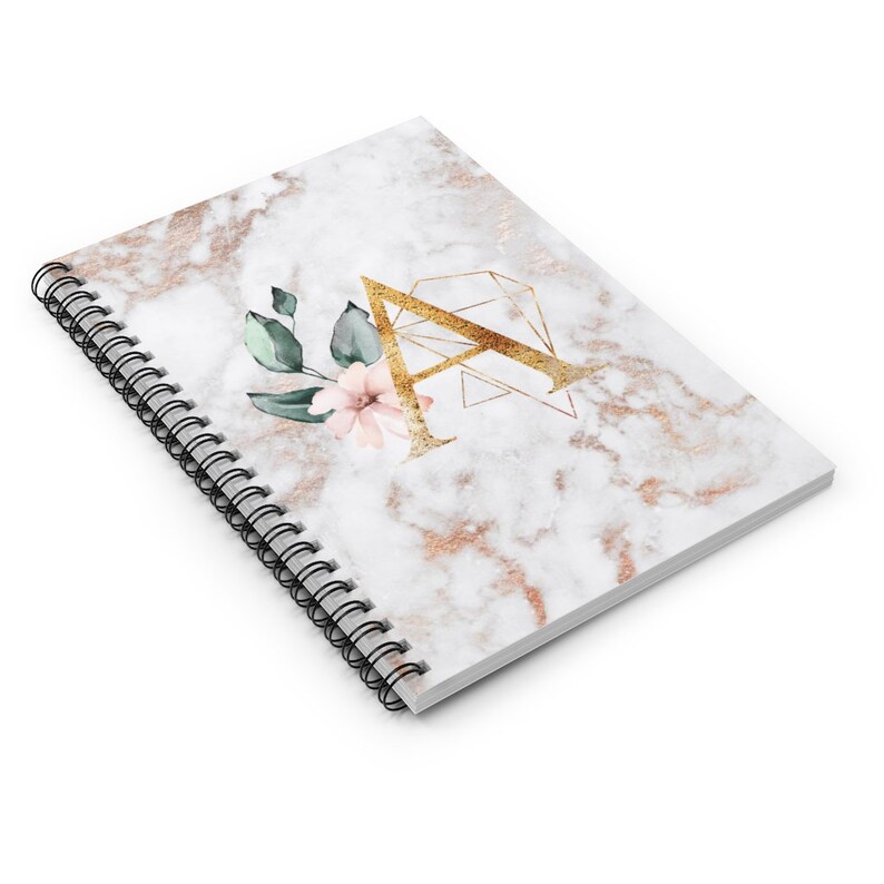 Monogrammed Rose Gold Marble Journal Personalized Lined Etsy