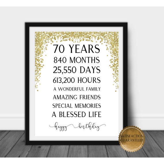70th Birthday Party Print 70th Party Decoration Table Decor Etsy