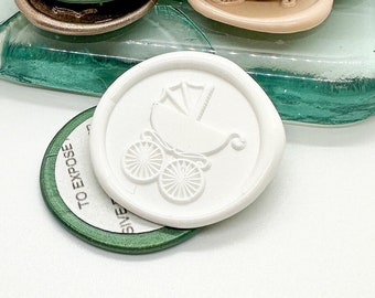 Baby Stroller Wax Seal Stickers - Perfect for Baby Shower, Gender Reveal, Sip and See or Birth Announcement