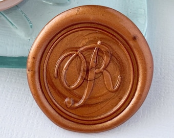 Letter R Wax Seal Stickers, Script Cursive Initial, Handmade - Use for wedding invitations, place cards, or other personalization gifts