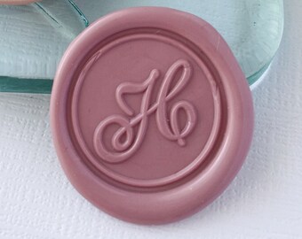 Letter H Wax Seal Stickers, Script Cursive Initial, Handmade - Use for wedding invitations, place cards, or other personalization gifts