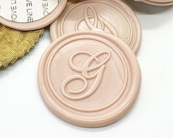 Script Letter G Wax Seal Stickers; Self Adhesive Wedding Wax Seals; Nude Taupe Discounted Wedding Wax Seals - CLEARANCE SALE!