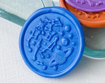 Galaxy Wax Seal Stickers, Self Adhesive, Custom, Handmade - Use for a wedding under the stars, journaling, or scrapbooking