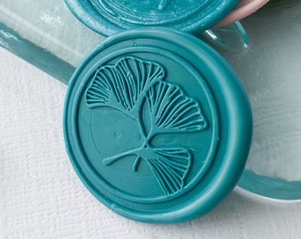 Ginkgo Leaf Wax Seal Stickers, Self Adhesive - Use for garden lovers, spring weddings, good luck, journaling, or scrap books