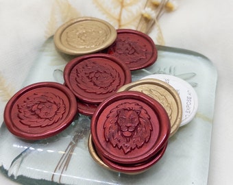 Lion Head Wax Seal Stickers, Self Adhesive - Gift idea for royal weddings, fairy tail wedding, summer parties and more!