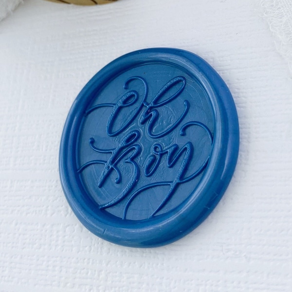 Oh Boy Wax Seal Sticker, Self Adhesive, Handmade - Great for Gender Reveal Parties, Baby Showers, Pregnancy Announcements