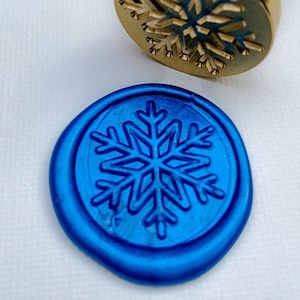 Snowflake Wax Seal Stickers, Self Adhesive, Handmade - Great for winter weddings, holiday wrapping, holiday cards, and similar