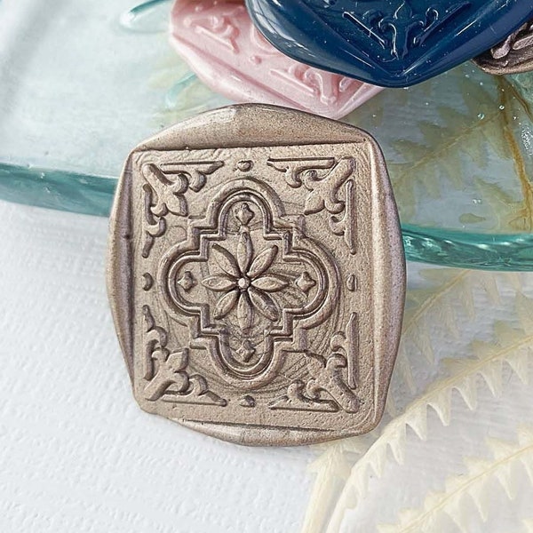 Square Mosaic Style Wax Seal Stickers, Self Adhesive - Use with Mediterranean Weddings, Personalized Stationery, Gift Ideas, and more!