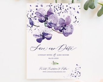 Save the Date, Purple Orchids