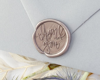 Thank You Wax Seal Sticker, Script, Cursive - Self Adhesive, Handmade - Great for thank you gifts, wedding favors, party gifts