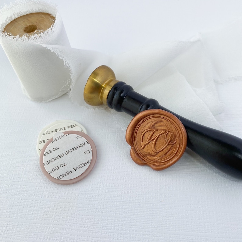 Letter W Wax Seal Stickers, Script Cursive Initial, Handmade Use for wedding invitations, place cards, or other personalization gifts image 2