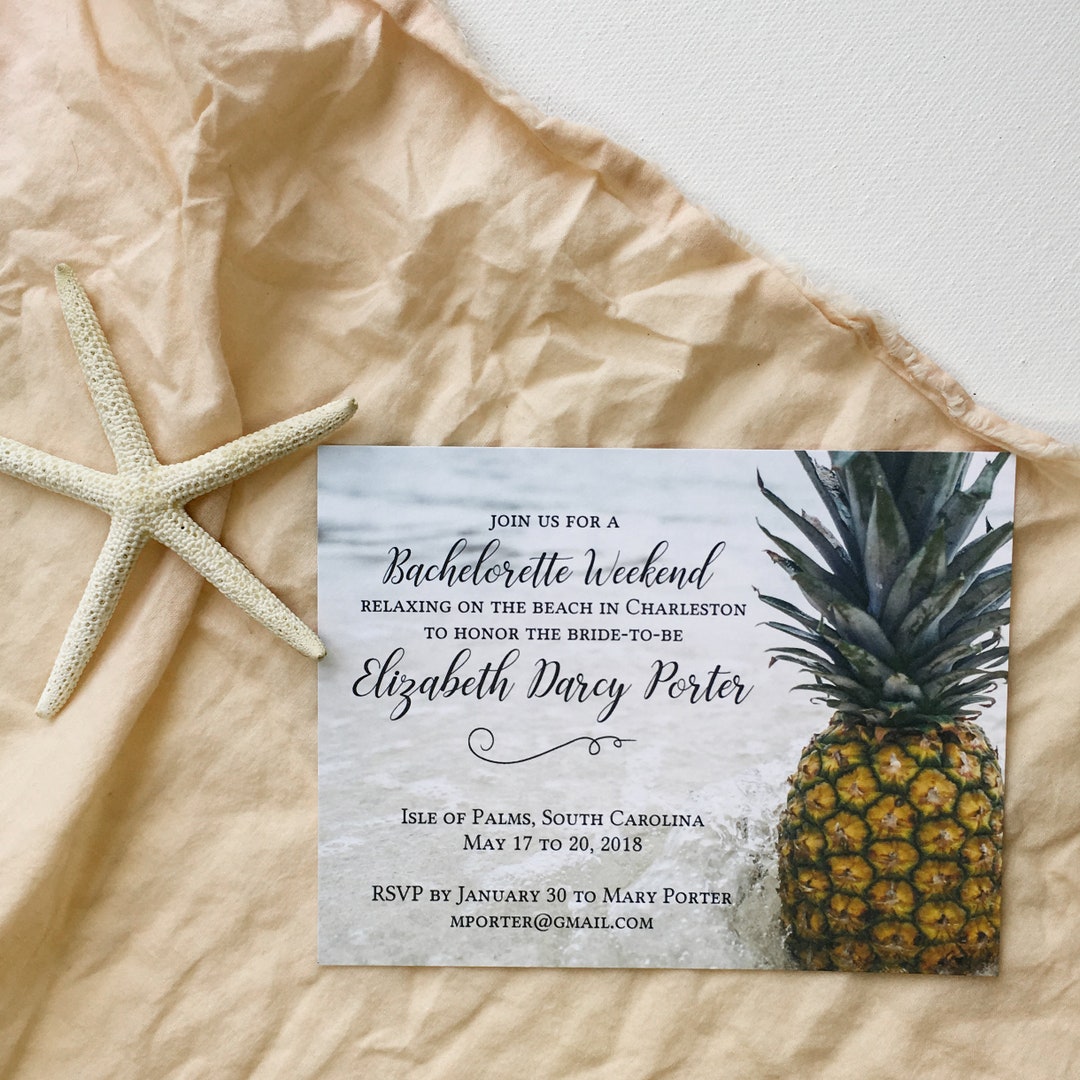 Custom Printed Party Invitation, Charleston Summer Beach Pineapple