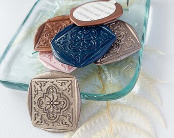 Square Mosaic Style Wax Seal Stickers, Self Adhesive - Use with Mediterranean Weddings, Personalized Stationery, Gift Ideas, and more!