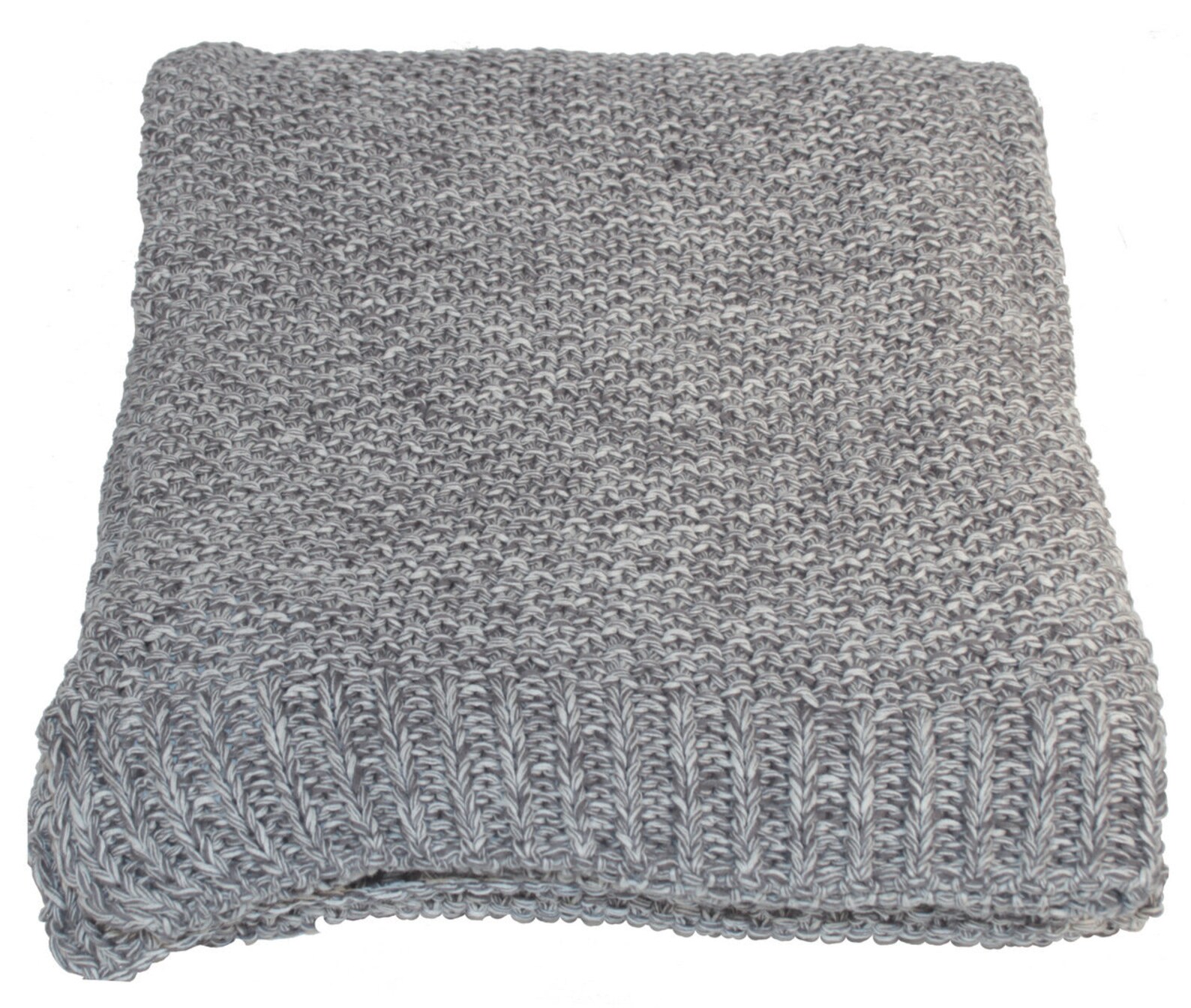 Grey Melange Knitted Blanket Etsy