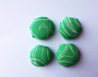 Vintage Green Fabric Magnets (set of 4)