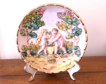 Vintage Italian Capodimonte hand painted porcelain dish