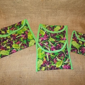 Snack Bag Set - Spring Lettuce Print  - Eco Friendly and Reusable