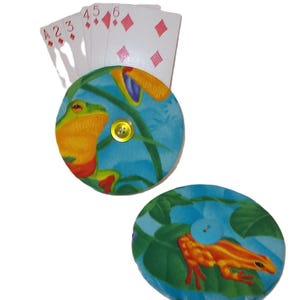 Playing Card Holder - Fabric Frogs and Lily Pads - Great for Arthritic and Kid&#39;s Hands