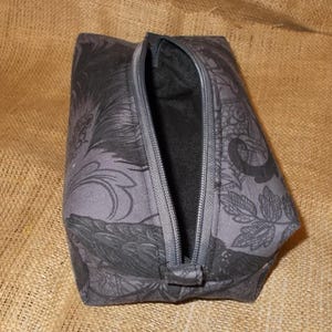 Toiletry Pouch or Cosmetic Bag - Alexander Henry's After Dark in Gray and Black