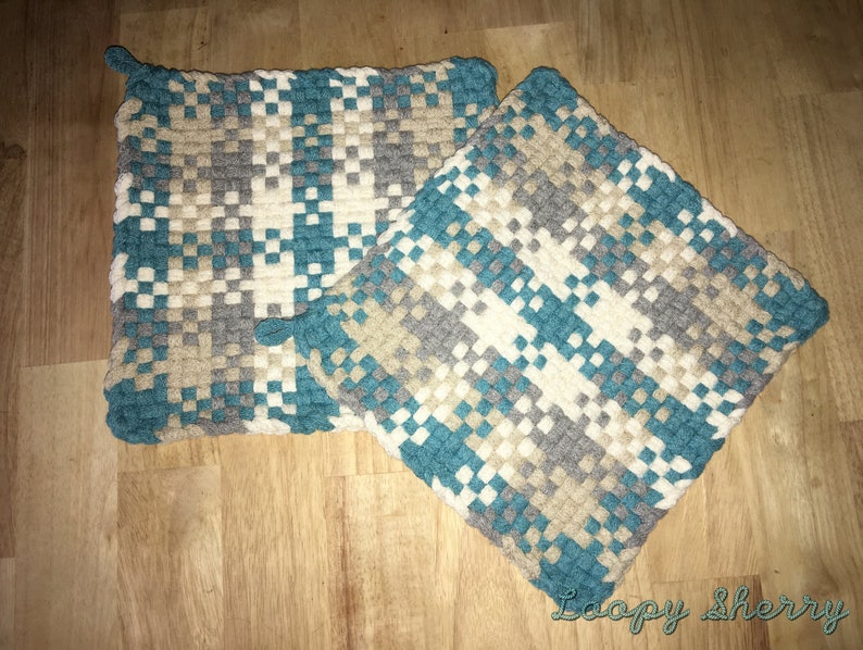 Loopy Sherry TRANQUILITY Handmade Woven Potholder