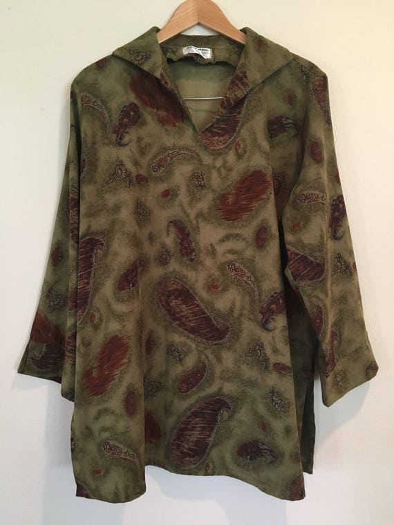 Moss-Green Paisley Tunic