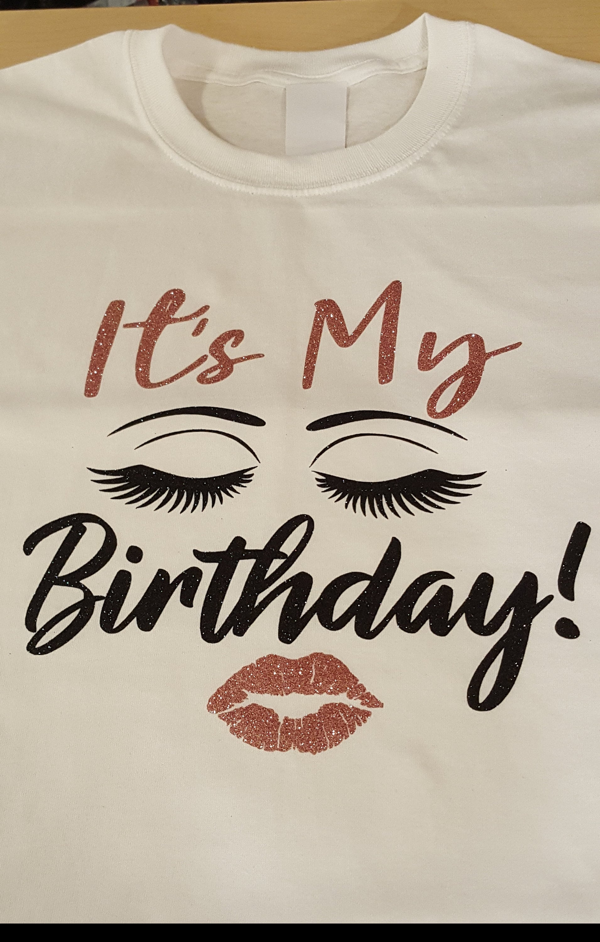 It s My Birthday T shirt Eye Lashes and Lips Shirt. Birthday T shirt With Black and Rose Gold Glitter Writing. Etsy Ireland