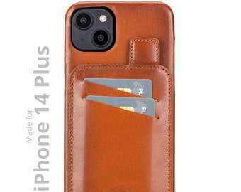 iPhone 14 Plus Leather Wallet Case - Burnished Tan | BlackBrook