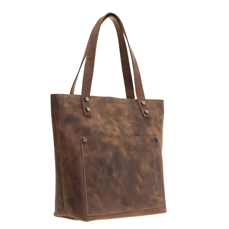 BlackBrook Case Winfry Tote Bag Handmade Full Grain Leather in Distressed Antique Coffee Medium Size