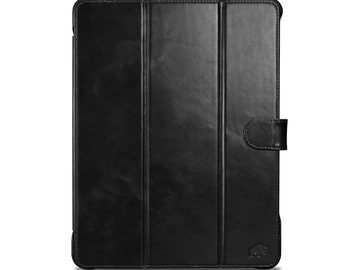 iPad Pro 2020 12.9" Full Grain Leather Case, Turner Leather Folio Cover with Magnetic Flap for Apple iPad Pro 12.9" (2020 version) in Black