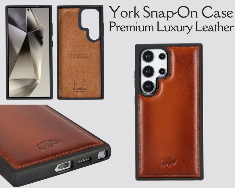 Samsung Galaxy S24 Series Leather Snap-On Case, Premium Handmade from Full Grain Leather by BlackBrook Case image 1