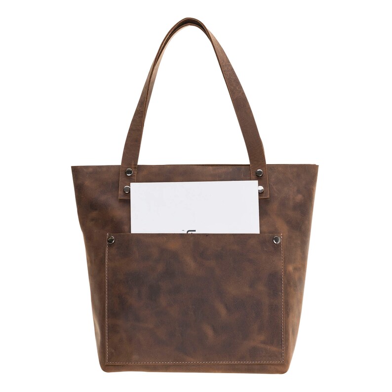 BlackBrook Case Winfry Tote Bag Handmade Full Grain Leather in Distressed Antique Coffee Medium Size