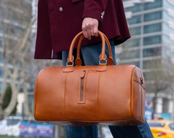 Leather Weekender Bag, Handmade Duffel Bag, BlackBrook Case