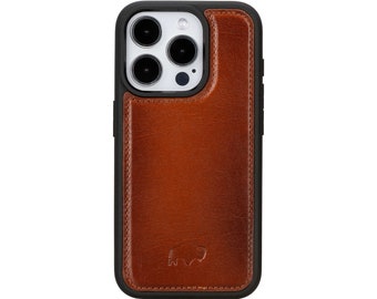 Apple iPhone 15 PRO (6.1") York Full Grain Leather Snap-On Case, MagSafe Compatible, Slim Back Cover, Durable Protection, Stylish Design