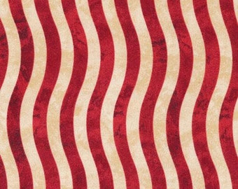 Flag Wavy Stripe, By The Yard, Marblehead Valor Stripes Red/Tan, Paintbrush Studio Fabric, 120-12813, Quilting Cotton, BTY, TheFabricEdge