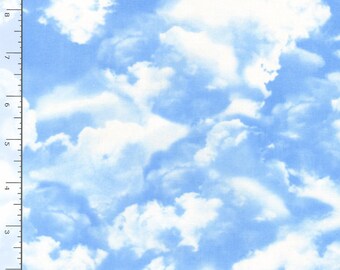 Sky Fabric, PRECUT HALF YARD, Clouds, Timeless Treasures, C9083, Blue Sky, Quilting Cotton, TheFabricEdge