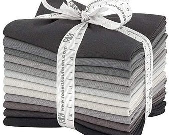 Fat Quarter Bundle, Kona Cotton Solids, Stormy Skies, 12 Fat Quarters Robert Kaufman Fabrics FQ-1373-12, Quilting Cotton, TheFabricEdge