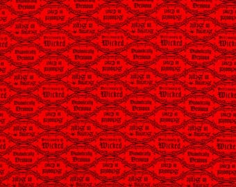 Disney Villains Fabric, By The Yard, Red Disney Diabolical Quotes, 85990205-4, Camelot Fabrics, Quilting Cotton, BTY, TheFabricEdge