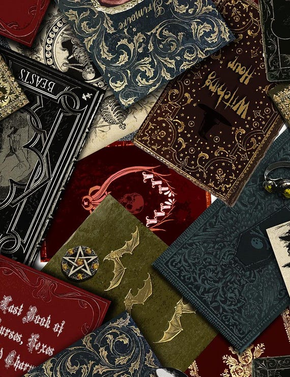 Halloween Fabric, By The Yard, Spooky Spell Books, Spooky Library, C7430, Timeless Treasures, Quilting Cotton BTY, TheFabricEdge