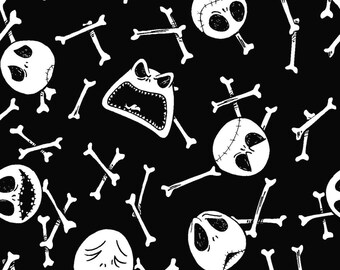 Nightmare Before Christmas Fabric, By The Yard, Jack Bone Toss, Licensed Fabric, Licensed Disney Fabric, TheFabricEdge